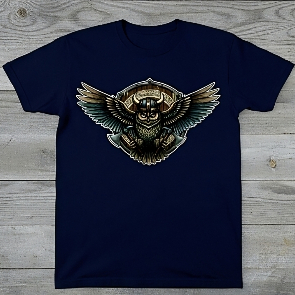Viking Owl Graphic Tee | Norse Mythology Shirt | Nordic Warrior Owl Top - Picture 10 of 10